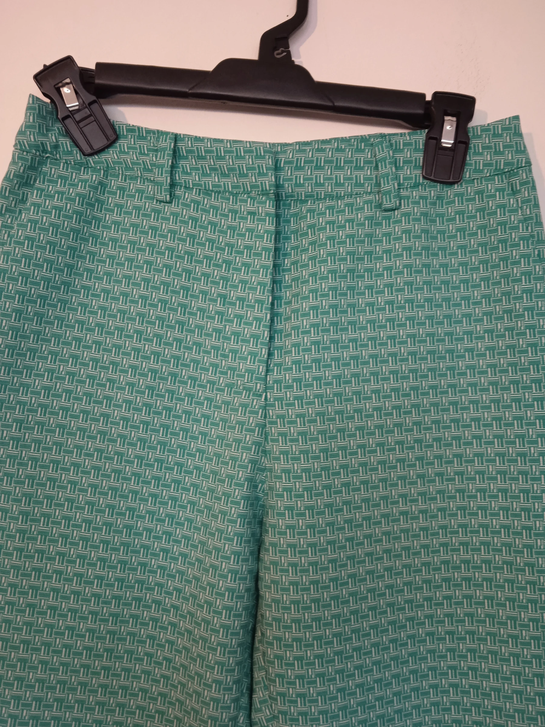 High-waisted straight trousers, green and white Etam size 34/36 – photo 2